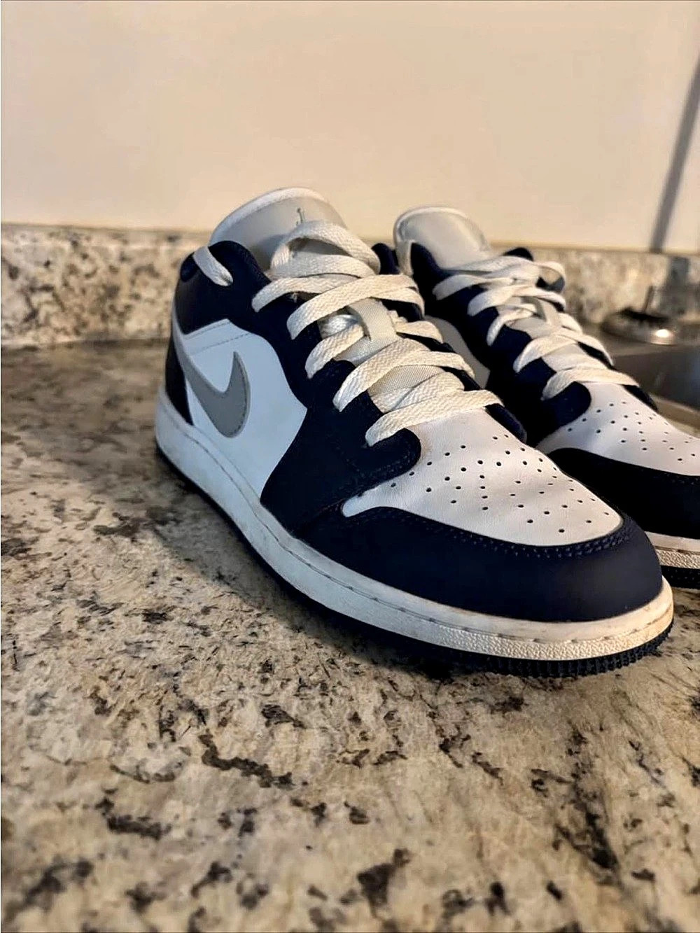 Jordan Air Jordan 1 Low White Obsidian Sneakers in Black & White